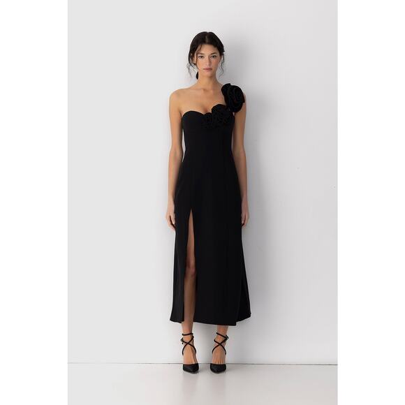 The Wolf Gang Dresses & Skirts - The Wolf Gang NWT Black Flores Rosette Midi Dress Small